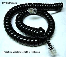 5-Pack Lot Black 9Ft Comdial Phone Handset Cord Impact Impression Executech