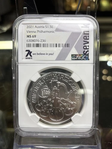 7K Metals 2021 S1.5E Austria Silver Vienna Philharmonic 1oz .999 silver NGC MS69