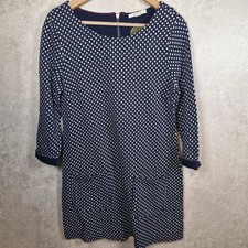 White Stuff Navy Polka Dot Jersey Tunic Dress 100% Cotton - Size 12