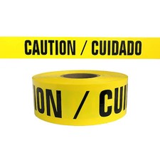 Barricade Tape, Caution/Cuidado, Yellow, 3 In Wide X 1, 000 Ft Length,