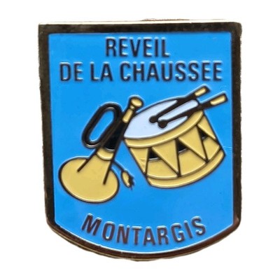 Vintage French Enamel Pin Badge Reveil de la Chaussee Montargis Fanfare
