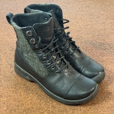 KEEN B+ Baby Bern Black Leather Wool Cable Knit Lace Up Boots 1011456 Womens 7.5