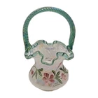 Fenton 90th Anniversary Hand painted Spiral Opalescent Iridescent Basket Signed