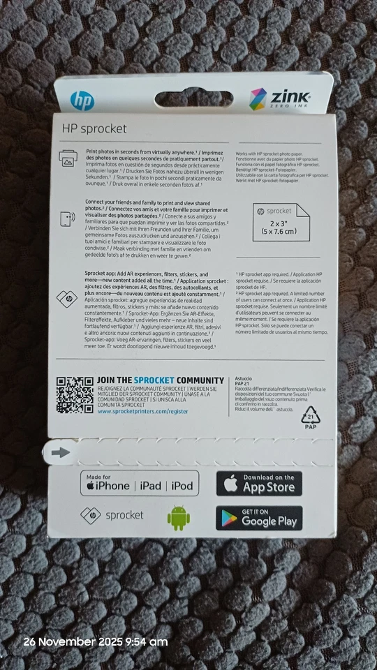 HP Sprocket 2x3" Instant Smartphone Photo Printer - Portable, Color & Wireless. - Image 2 of 4