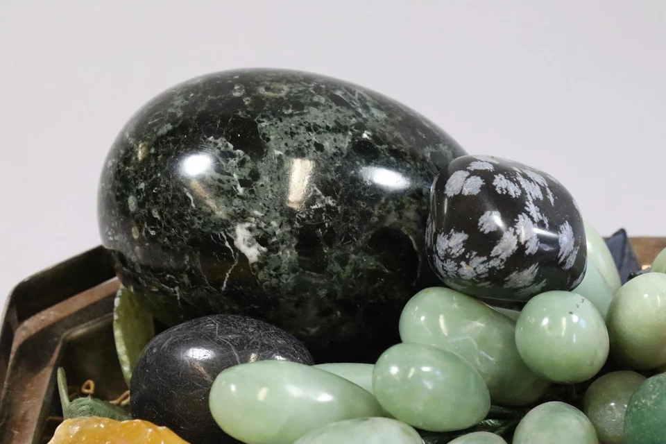 Konvolut Zierfrüchte Steine aus Halbedelstein ua Jade Rosenquarz   (GV539) - Bild 2 von 4