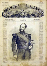 Original Old Antique Print Portrait Marecual Magnan French 1865 19th