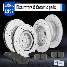 Front Rear Disc Brake Rotors And Ceramic Pads...