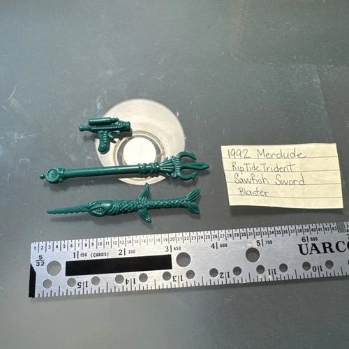 Vintage 1992 TMNT Merdude Action Figure Ninja Turtles Accessories Trident Sword