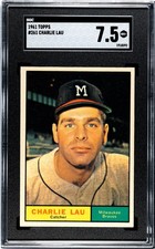 1961 Topps #261 CHARLEY LAU SGC 7.5 Near Mint + * BRAVES *