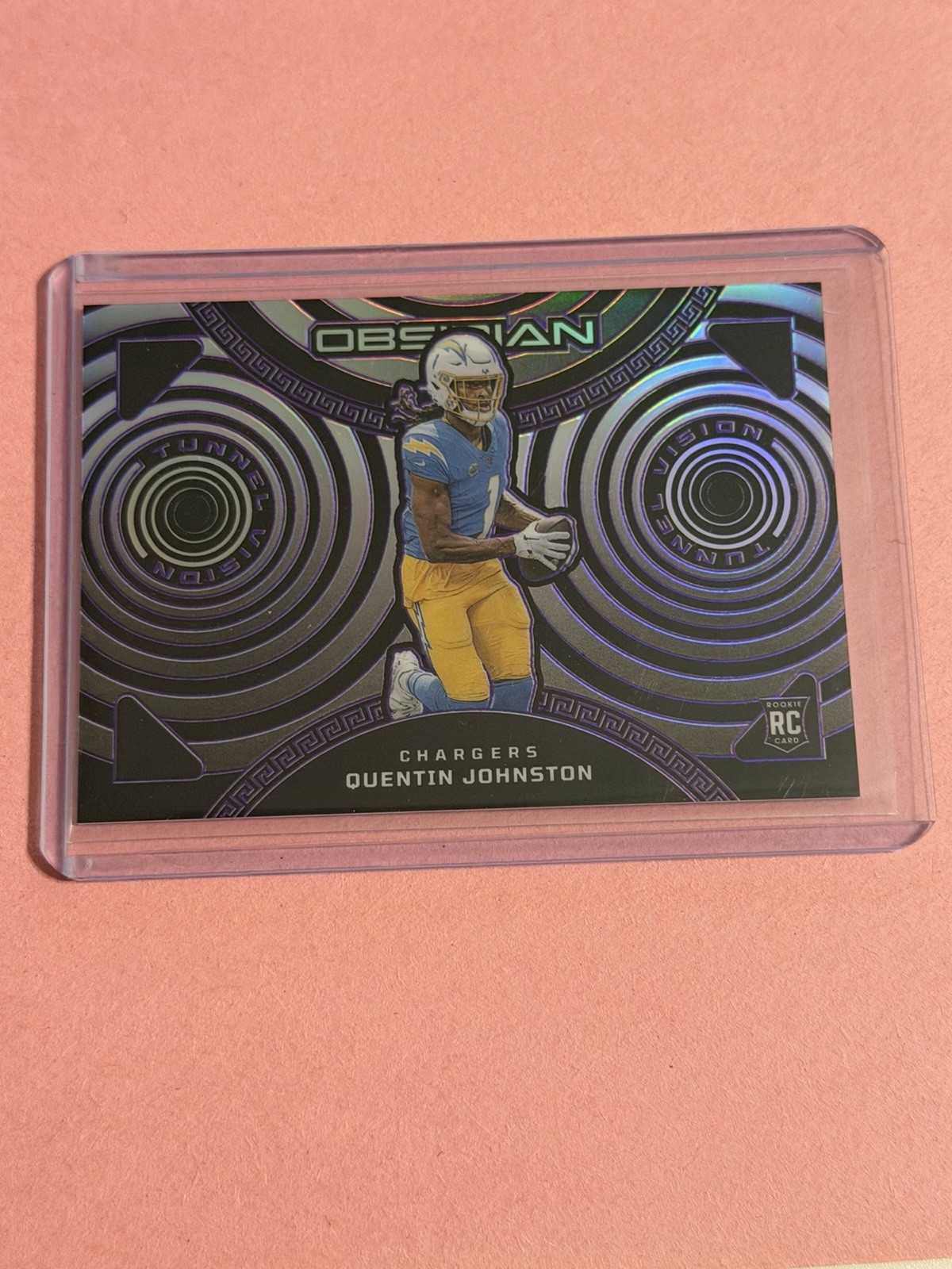 2023 Quentin Johnston Obsidian RC Tunnel Vision #9 Purple /75 Chargers