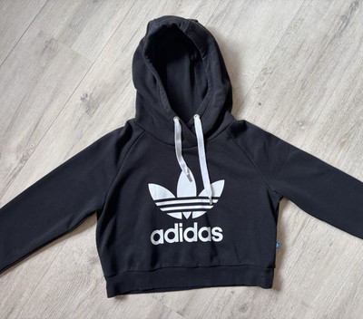 Adidas Originals Crop Hoodie Schwarz Gr. 34 XS/S Damen Pullover Kurz mit Kapuze