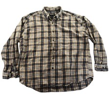 Eddie Bauer Mens Shirt XXL Brown Plaid Button-Down Flannel Long Sleeve Western