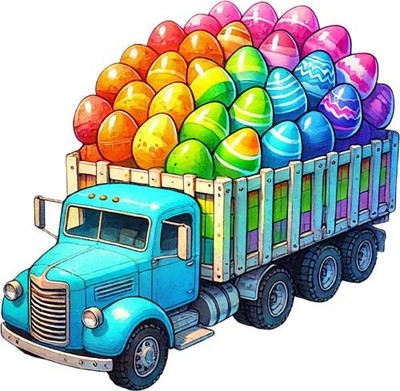 Bunte Ostereier LKW Wandbild Schlafzimmer Kinderzimmer Vinyl Aufkleber Abziehbild 6 Größen
