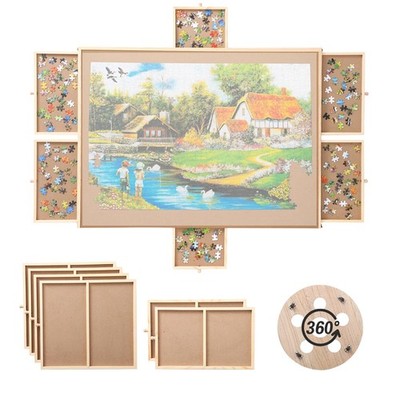 Rotating Jigsaw Puzzle Board Portable Lazy Susan Spinning Puzzle Plateau Tabl...