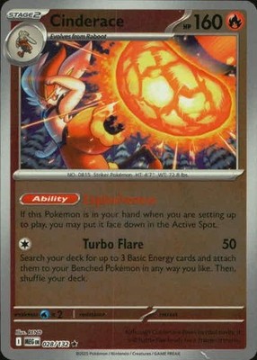 Cinderace 028/132 Rare Mega Evolution Pokemon Reverse Holo NM