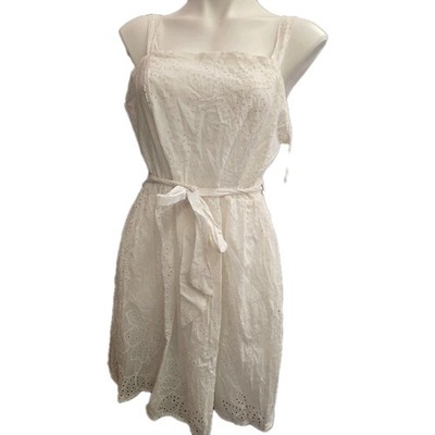Calypso St. Barth Women's White Lace Sleeveless Sundress Floral Embroidered 10 