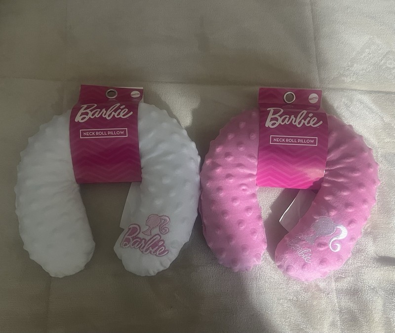 New Barbie White Travel Neck Roll Pillow Airplane Train Car Barbie