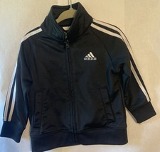adidas Toddler Iconic Zip-Up Tricot Lightweight Black Jacket Size 18 Months