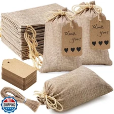 Homum 30Pcs Premium Burlap Gift Bags with Drawstring and 30Pcs Gift Tags and 