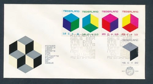 D487420 Netherlands FDC Children's Stamps Cubes 1970 NVPH 107