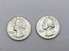 1964 P Washington Quarter 25c UNC  90% Silver - Lot of 2 -
