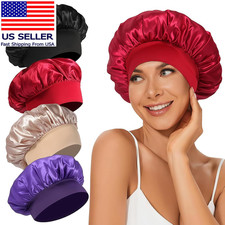 4Pcs Satin Bonnet Silk Bonnet, Hair Bonnet for Sleeping, Elastic Wide Band Silk