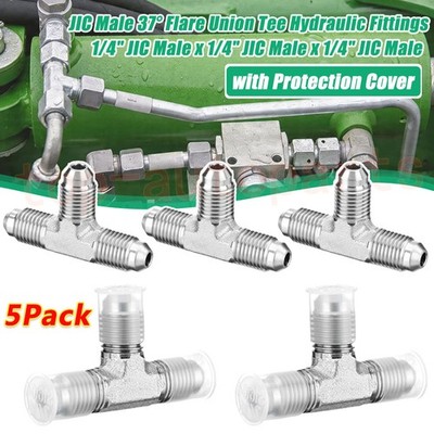5x Union Tee JIC Hydraulic Fittings 1/4'' JIC Male x 1/4'' JIC Male x1/4'' JIC Male
