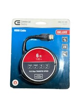 Commercial Electric 6 Ft. Deluxe HDMI Cable Black Gold Plated Ends 18.0 GBps 4K