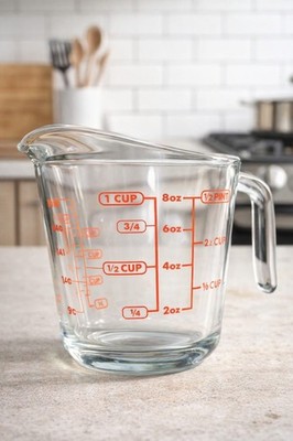 Glass Measuring Cup 1 Cup (8 oz) Clear Kitchen Baking Cooking Liquid Measure