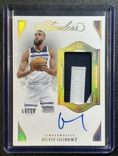 RUDY GOBERT 2024-25 PANINI FLAWLESS VERTICAL GAME-USED PATCH AUTO GOLD 8/10