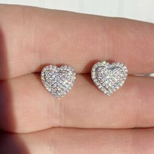 Fashion Heart 925 Silver Stud Earring Women Cubic Zircon Jewelry