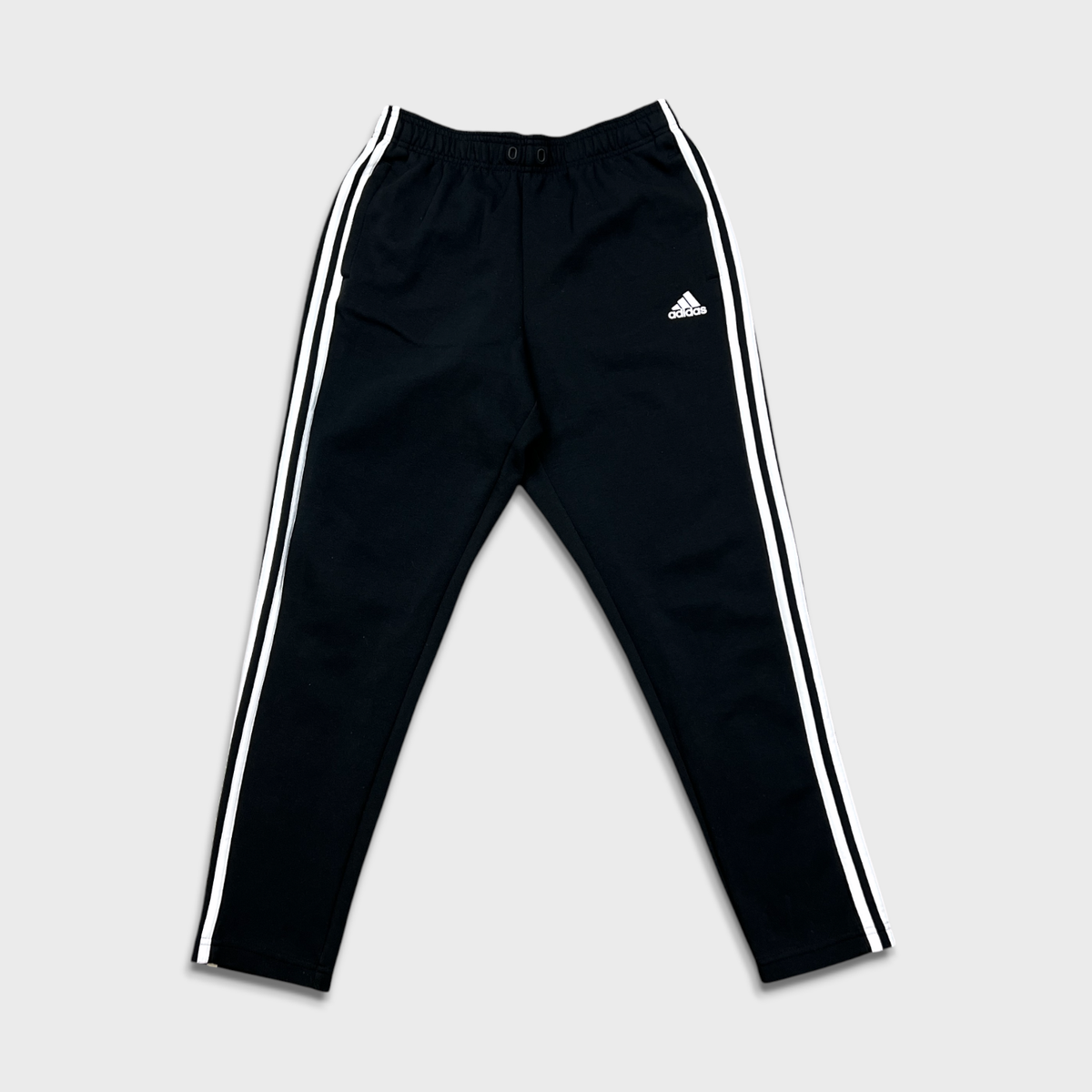 Adidas Sweatpants Mens Medium Black Essentials Stripes Slim Leg Fleece  Jogger