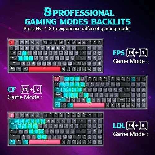 Mechanical Gaming Keyboard, Wired Mechanical Keyboard with 94 Gray-Black-Red