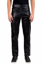 NEW Fashion Men Genuine Lambskin Real Leather Black Pant Casual Wear