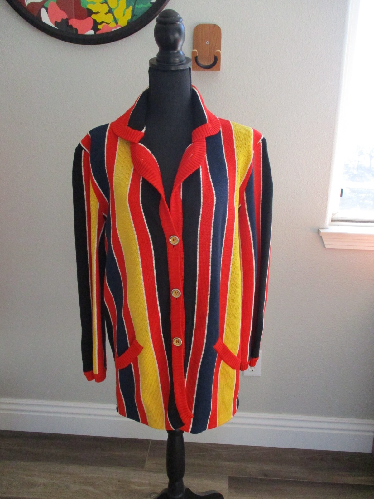 Cardigan vintage YSL Saint Laurent Rive Gauche a righe taglia 44 grande made in France