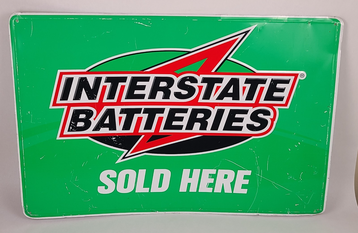 INTERSTATE BATTERIES 看板 サインボード アメリカン雑貨 Interstate Batteries Sold Here Sign Large Metal 36