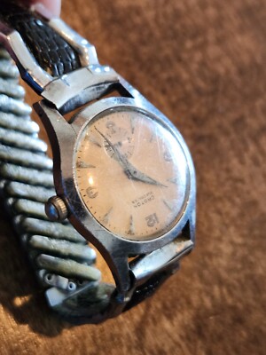 Vintage Croton Buccaneer EL Mens Watch 30mm Cream Dial Black Leather Band Manual Croton Vintage Men main image 4