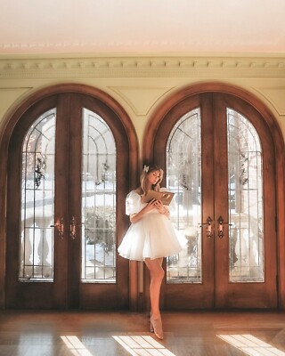 Selkie Revolve Ivory Cream Puff Organza Babydoll Mini Bridal Shower Dress S  | eBay