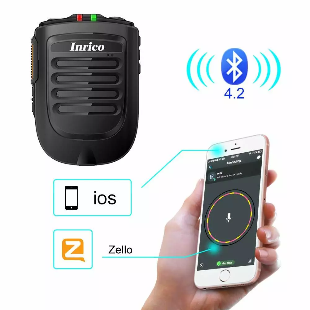 Inrico IOS Version Bluetooth Wireless Microphone Zello PTT Button