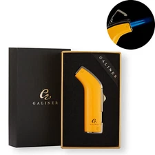 Galiner Metal Windproof Cigar Lighter With Punch 2 Jet Flame Torch Gas Gift Box