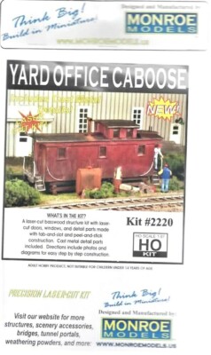 HO Scale Monroe Models 2220 Yard Office Caboose Laser-Cut Wood Kit 