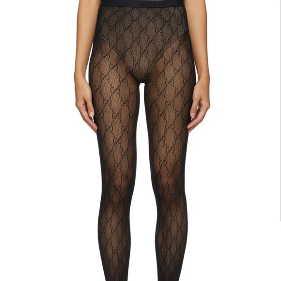 Gucci GG Knit Tights, Size M, Black