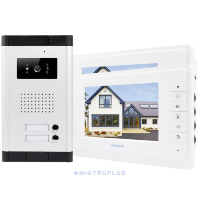 Homsecur 7 Zoll Video Gegensprechanlage mit IR-Kamera & elektrischem Schloss Entriegelung für 2 Wohnungen