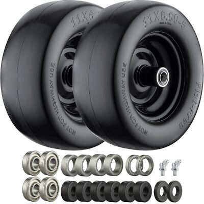 11x6.00-5 Flat Free Tire for Zero Turn Mower Pack of 2 400lbs Load