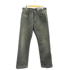 KAPITAL men's Sashiko denim pants Cotton button fly size 35 light beige USED