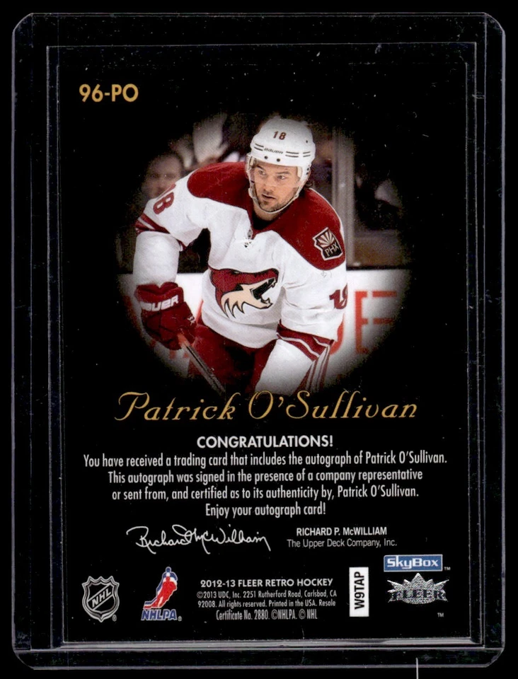 2012-13 Fleer Retro Skybox Autographics Patrick O'Sullivan Auto #96-PO Phoenix - Image 2 of 2