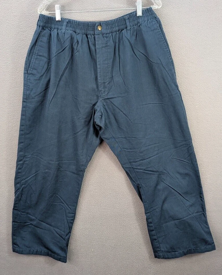 Pantalones forrados de franela Haband's Ice House cintura elástica algodón azul para mujer 40S Foto 3 de 4