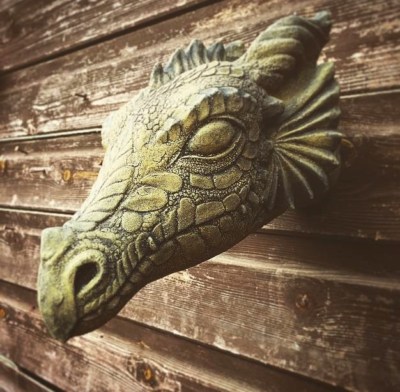 Wyvern Drachenkopf Wandrelief Stein Haus oder Garten Ornament 28cm/11'' tief