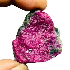144.8 Ct Unheated Natural Ruby Ziosite Rough 37x35mm Stunning Bi Color Gemstone