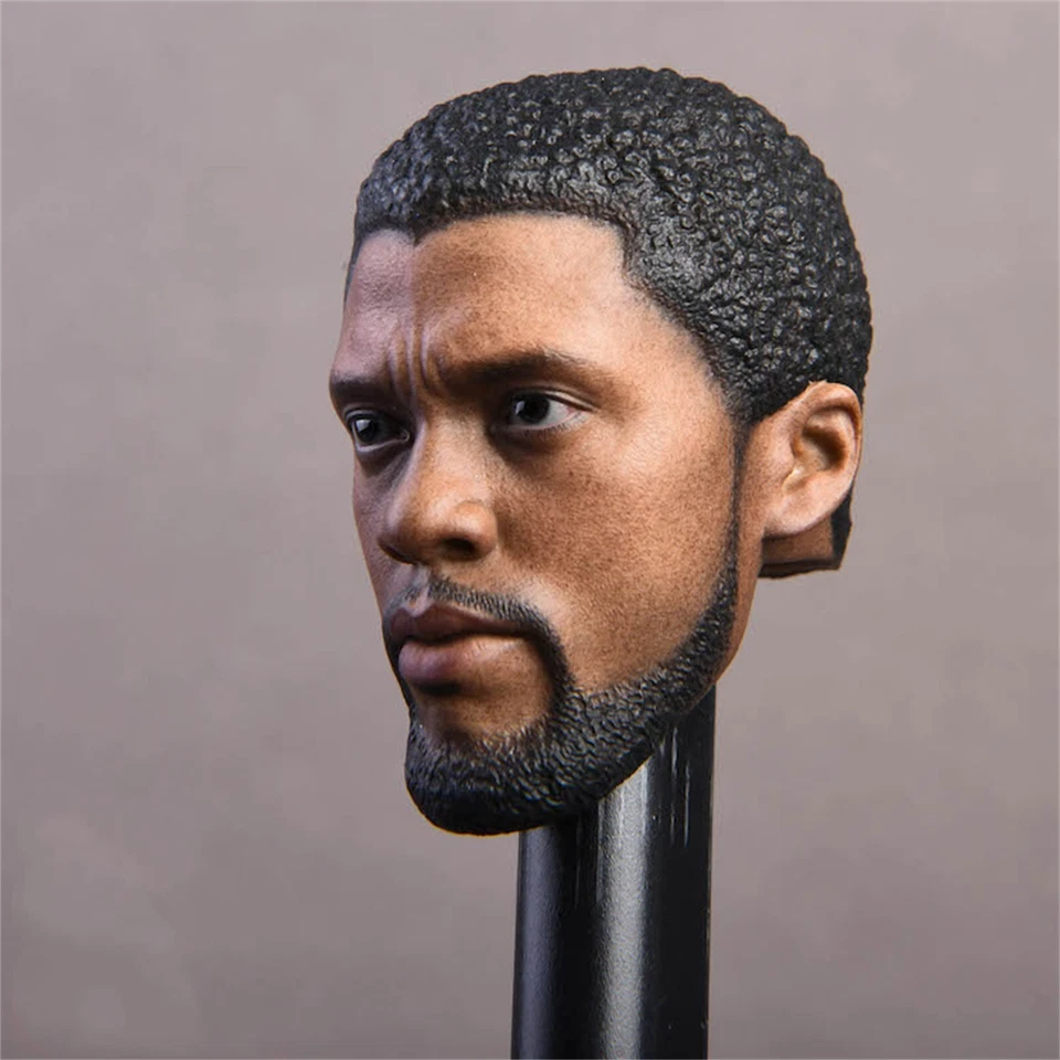 1/6 Chadwick Black Panther Man Head Sculpt Fit 12" Hot Toys Worldbox Body Figure - Image 3 of 4
